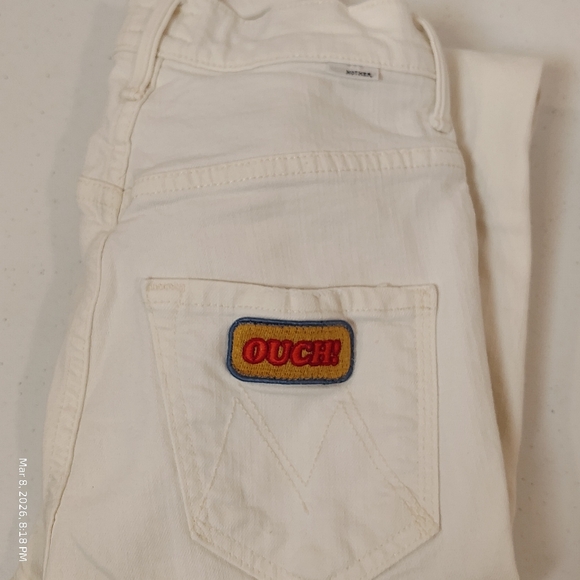 MOTHER The Dazzler Shift Jeans Women 25 Act Natural Made in USA Designer WHITE - Picture 7 of 12